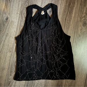 Burning Torch 100% silk beaded tank top | made in USA size S